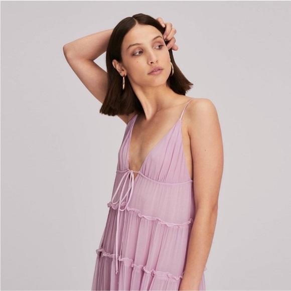 A.L.C. Gemma Purple Tiered Silk Maxi Dress size 4 - Picture 4 of 13